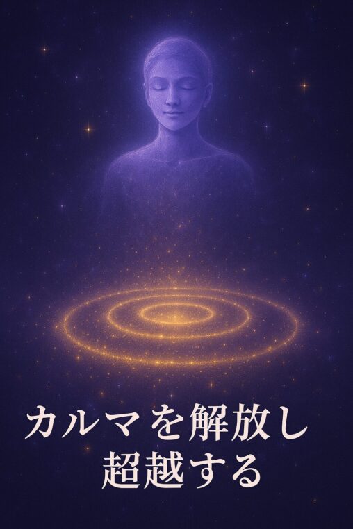 幻想的な銀河空間に、カルマを越えていく魂が羽ばたいているようなビジョン